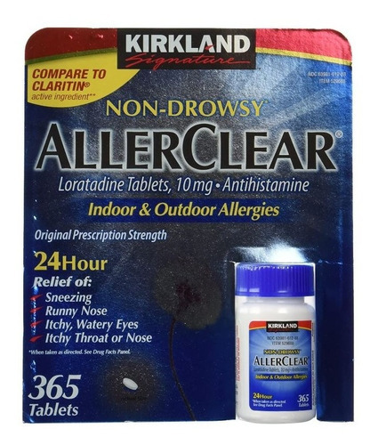  Antihistamínico 10 Mg Allerclear Sin Sueño Alergia 365 Tabs Sabor Neutro