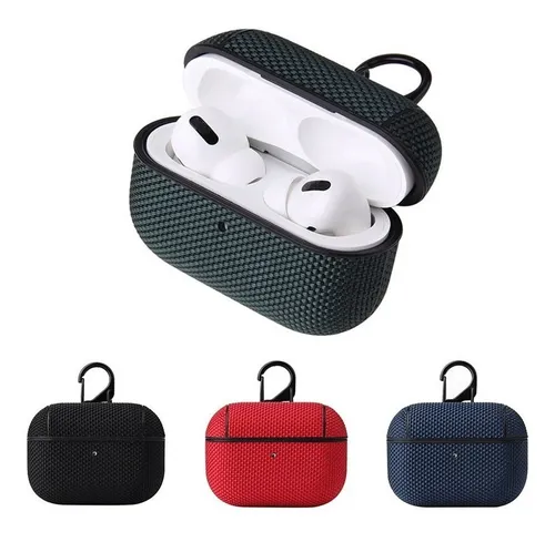 Estuche Protector Para AirPods 1 2 3 Pro En Nailon + Gancho