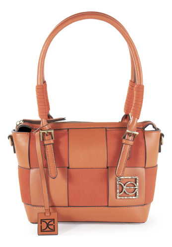 Bolsa Satchel Cloe Para Mujer Chica Look Tejido Color Naranja