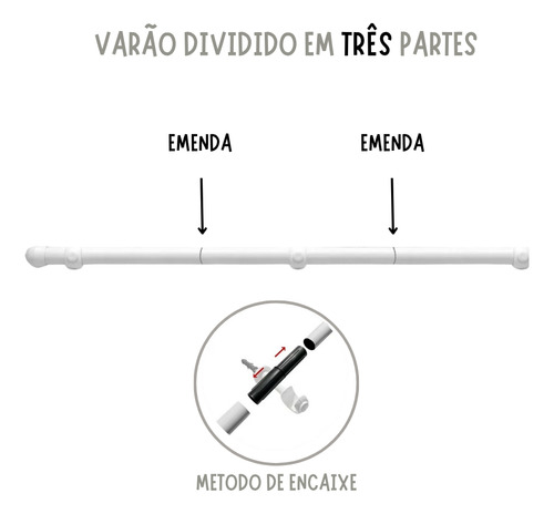Bastão Varão Ferro C/ Suportes E Ponteiras5,00 M 19 Mm