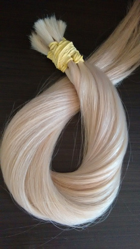 Cabelo Humano Loiro Platinado Brasileiro 200g E 75 Cm Mega