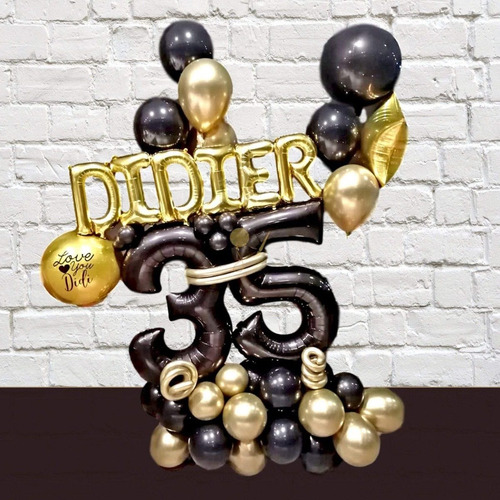 10pz Globo Metálico De Numero Negro 40 Pulgadas Negro