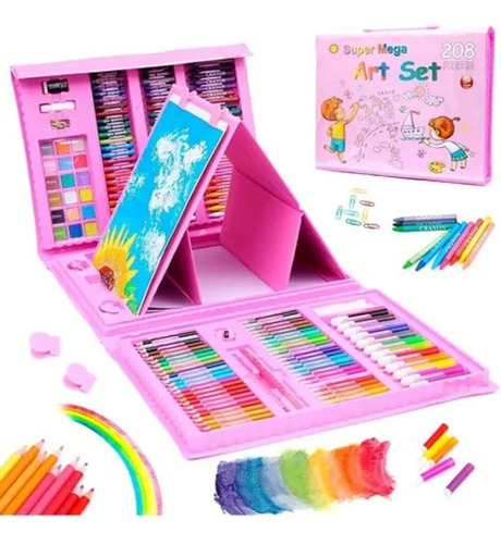 Set De Arte Niños Maleta 208 Piezas Crayon Plumones Colores