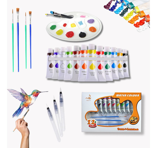Kit Pintura Acuarela Set Pintura Paleta Pinceles Lapices