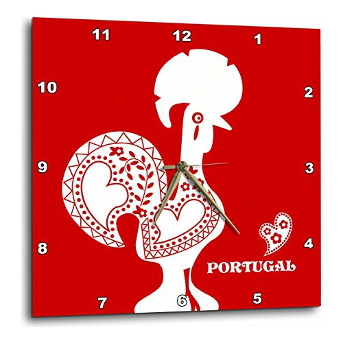 Dpp 160670 1 Reloj De Pared Portugues Gallo Rojo Y Blan...