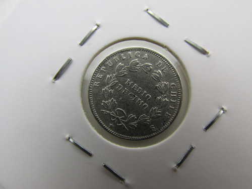 Antigua Moneda Chile 1/2 Decimo Plata Año 1857 Escasa (Usado)