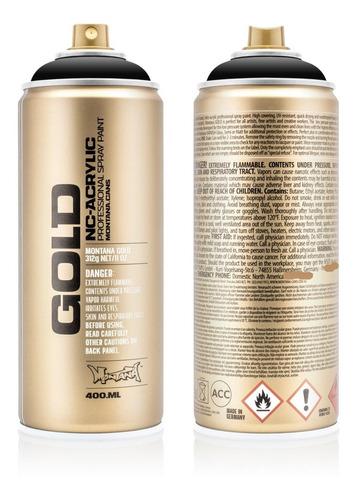 Pintura En Aerosol Negro Impacto Marca Montana Cans Gold