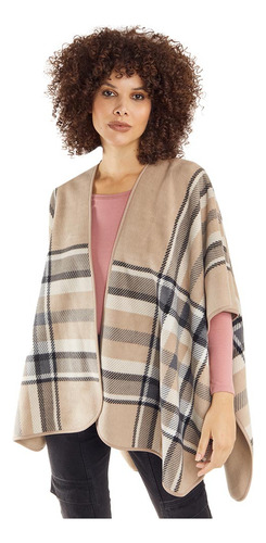 Poncho/capa Abrigador Polar Fleece Holly Land Beige De Dama