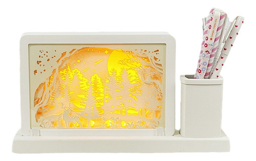 Portalápices Espejo Iluminado Usb Luz Nocturna Led