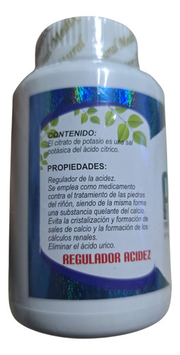 Citrato De Potasio 100 Cap Sin Sabor