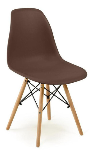 Kit Mesa Jantar Eiffel 80cm Preta + 2 Cadeiras Eames Eiffel Cor Marrom
