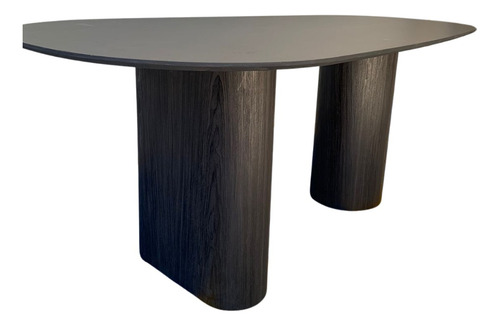 Mesa Orgânica De Jantar 160x90cm Duas Bases Madeira Ébano