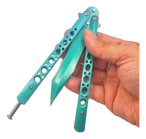 Canivete Butterfly Faca Afiada Tática Luxo Raibown Green Cor Multi Color Verde E Azuk