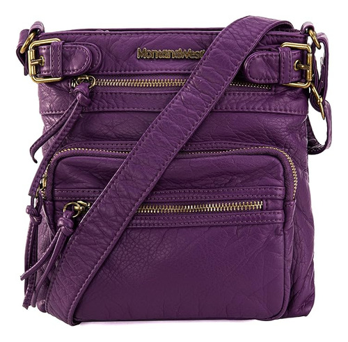 Bolso Bandolera Para Mujer De Cuero Purpura-