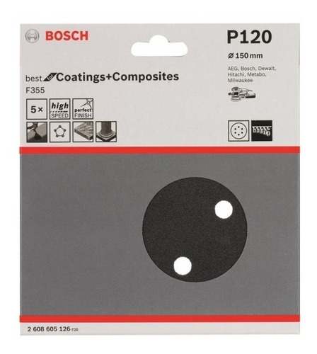 Set 5 Lijas 150 Mm Abrojo Lijadora Rotorbital Bosch Gr 120