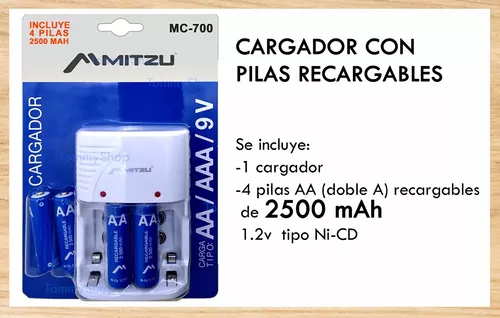 Cargador Para Baterias Recargables 9V AA AAA NI-MH Li-Ion 4 Pilas  Recargables