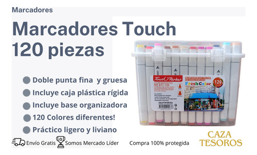 Marcadores Touch X120 Pzs Doble Punta Alcohol Valija