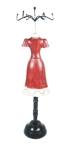 Manequim Expositor Busto Jóias Bijuterias Vermelho E Branco