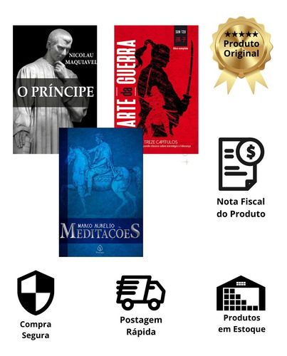 A Arte Da Guerra + O Príncipe + Meditações - Combo Com Os 3 Clássicos Para Transformar Sua Mentalidade - Sun Tzu Marco Aurelio Nicolau Maquiavel