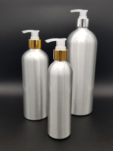 Botella De Aluminio 250ml C/dosificador Oro Y Plata (10pz)