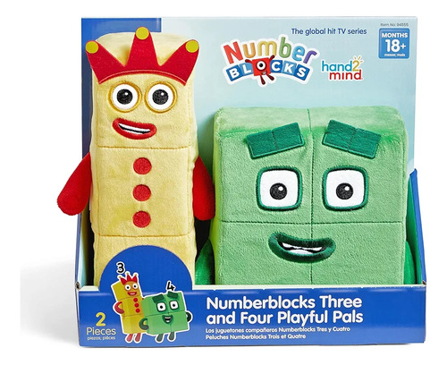 Numberblocks Peluche 3 Y 4 Original Antialergico 20 Y 29 Cms