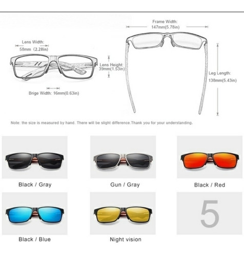 Imagen 4 de 10 de Lentes Gafas Polarizados Gafas De Sol De Madera Y Aluminio