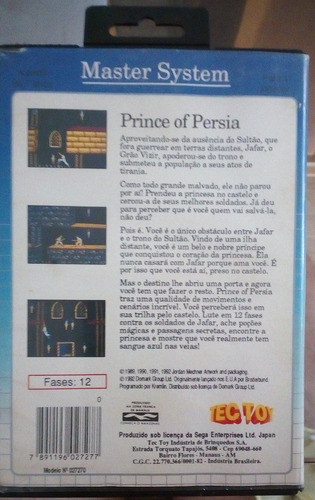 Cartucho Master System Prince Of Persia + Capa + Estojo