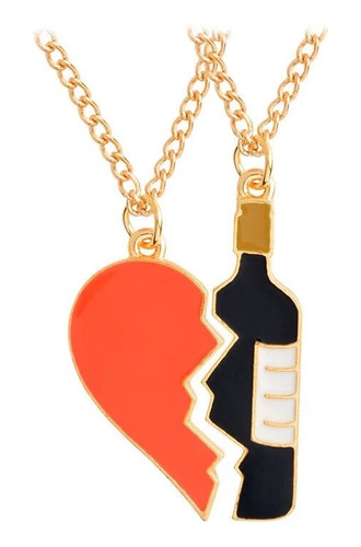 Collares Vino Corazón Mejores Amigas Bff Best Friends