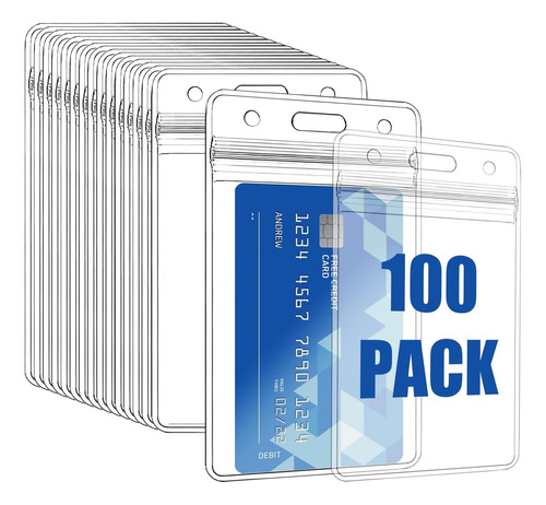 Pack 100 Pvc Transparente Vertical Badge Titulares,