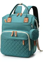 Comprar Mochila Maternal Río Genérica, Mvd Kids Bolso Maternal Color Verde Petróleo Diseño De La Tela Capitoneada