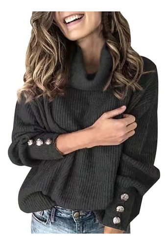 Jersey De Punto Con Cuello Alto G Para Mujer, Manga Larga, E