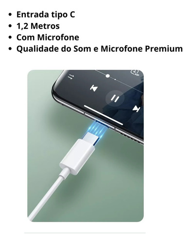 Fone De Ouvido Com Fio Tipo-c Intra-auricular Microfone