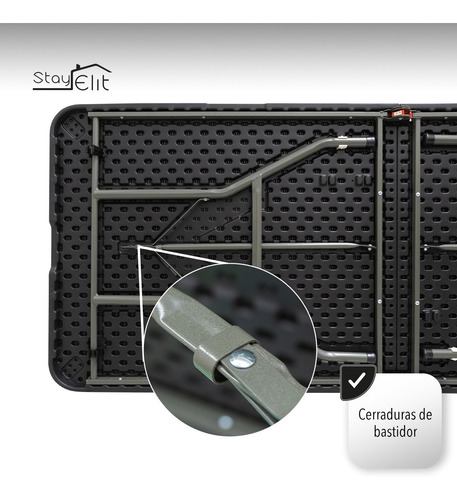 Imagen 7 de 8 de Mesa Plegable Tipo Madera 1.80m Plastico Resistente Exterior