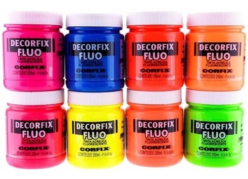 Acrilico Decorfix Fluorescente Corfix *250ml Vermelho Rojo