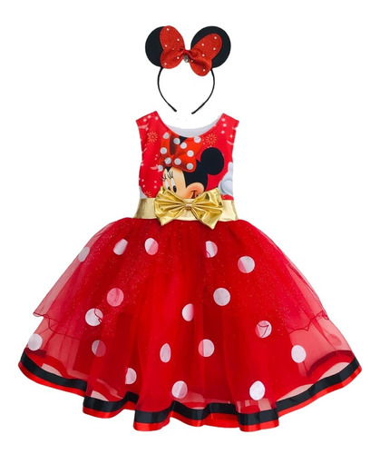 Disfraz Vestido Niña Mimi Minnie Mouse Con Diadema Navidad