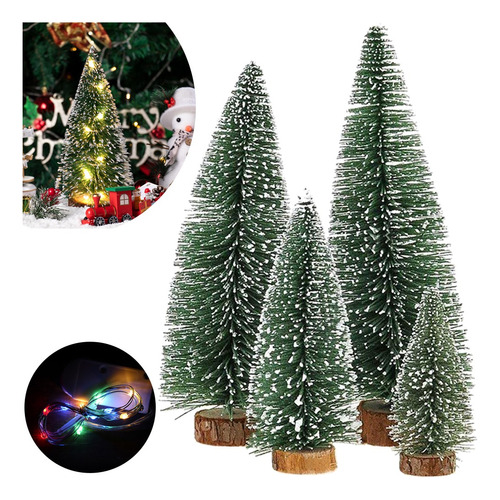 Mini Arbol De Navidad Con Luz Led Famili Decoración Navideña Color Verde