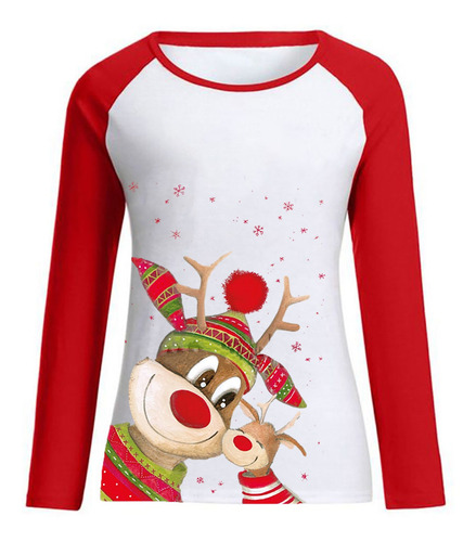Imagen 6 de 6 de Moda Mujer Navidad Cuello Redondo Manga Larga Patchwork 9696