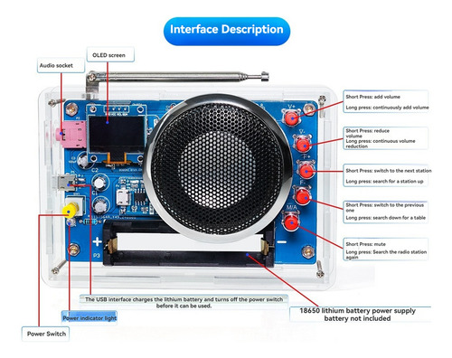 Kit Electrónico De Bricolaje Para Radio Fm Con Pantalla Oled