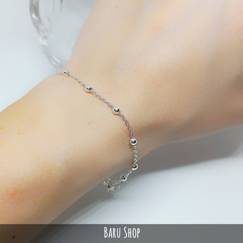Imagen 2 de 7 de Pulsera De Plata 925 Regulable Eslabón Forcet Con Bolitas.