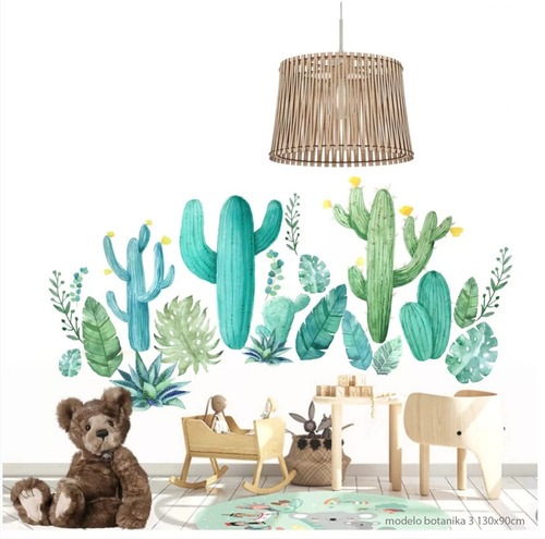 Vinilos Decorativos Acuarela Botanica Acuarela Cactus 130x90