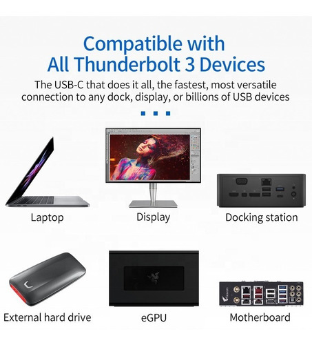 Cable Thunderbolt 3 Usb C 40gbps 100w Para Macbook iPad