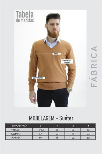 Imagem 5 de 5 de Suéter Cashmere Masculino Gola V Ocre Jota Jota Camisaria