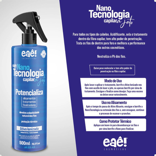 Kit 3 Nano Tecnologia Ionizador Potencializador Blue 500ml