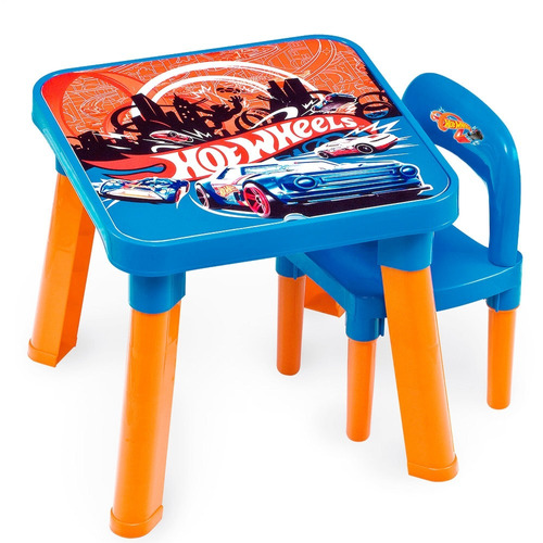 Mesinha De Atividades Infantil C/ Cadeira Hot Whells - Fun Cor Azul