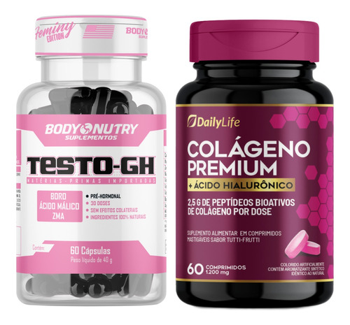 Testo Gh Feminino + Colageno Hidrolisado Verisol Mastigável 