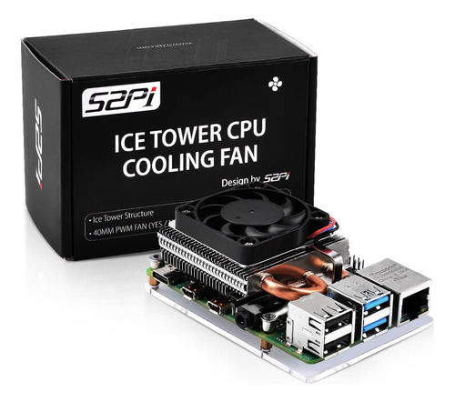 Geeekpi Raspberry 4 Ventilador Ultra Thin Ice Tower Cooler B