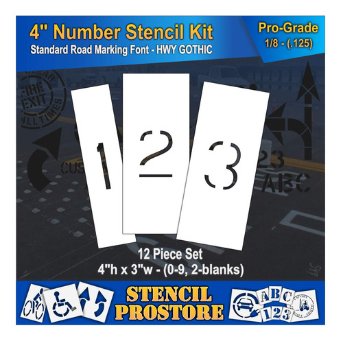 Curb Median Plantilla  4 Inch Numero Kit Set 12 Pieza 4  X