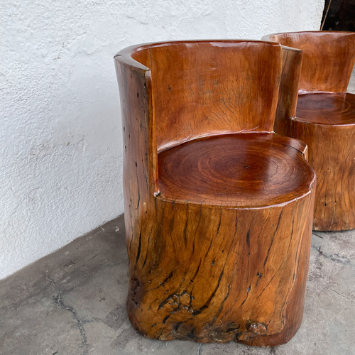 Par Banco De Tronco Maciço De Arvore Design Rustico Madeira (Usado)