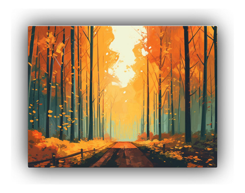 40x30cm Cuadro Decorativo Paisaje Árboles Otoño Colorido