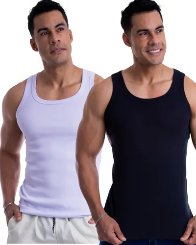 Kit 2 Regata Masculina Slim Tecido Canelada Alta Qualidade